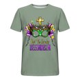 thumbnail image 4 of Xixinqiwan Men Short Sleeve Mardi Gras Shirts,Women Casual Round Neck Loose Blouse Gold Green Purple Masquerade Party Outfit Costume, 4 of 6