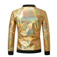 thumbnail image 3 of Fgnfyis Mens Jackets Casual Stylish Mens Sequin Sparkly Long Sleeve Zip up Party Disco Jacket Mens Coat Gold M, 3 of 7