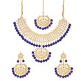 thumbnail image 1 of Efulgenz Indian Jewelry Choker Necklace Maang Tikka Earrings Bollywood Wedding Crystal Kundan Necklace Earrings Head Chain Set, 1 of 5