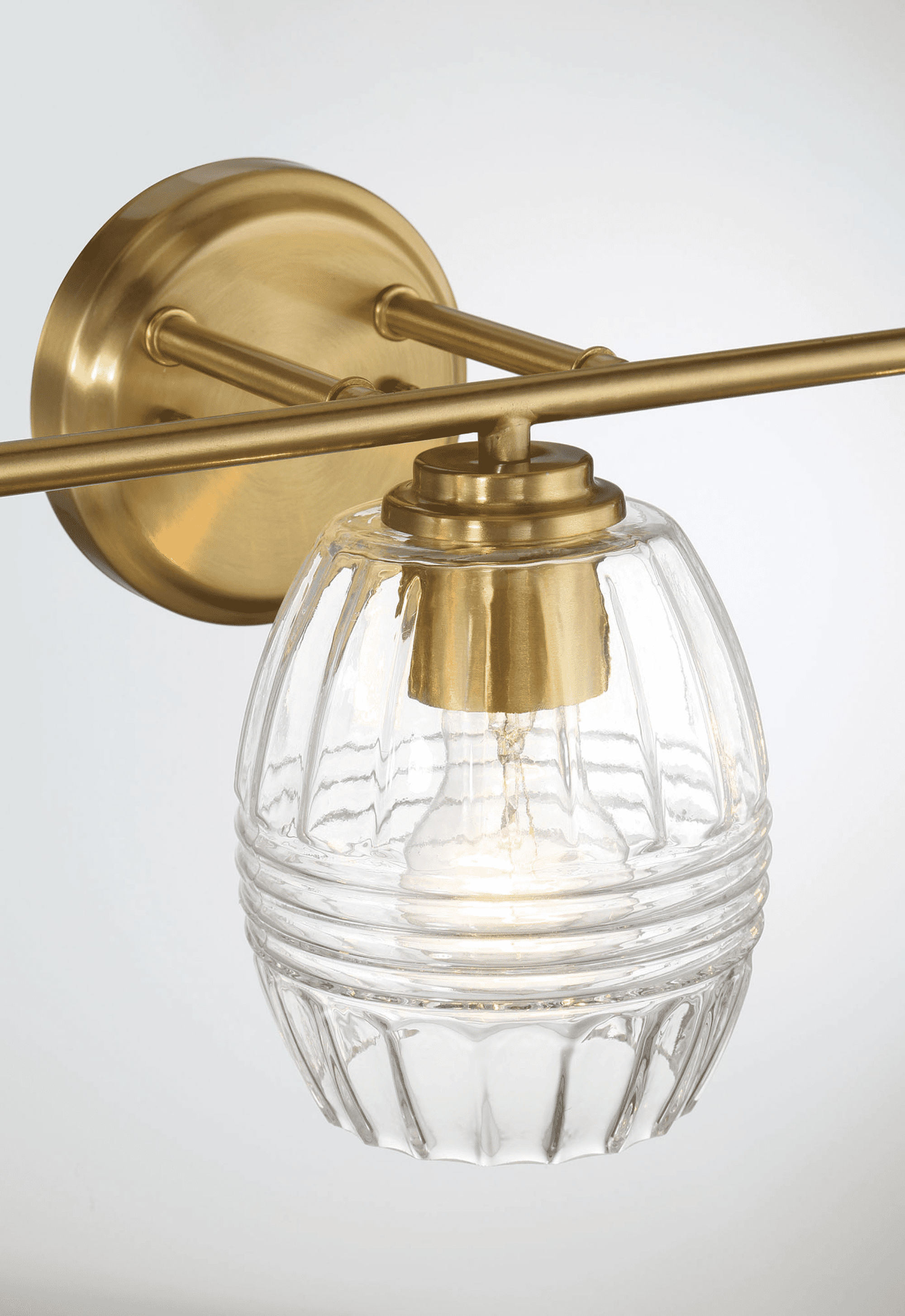 Noaman Luster Three Lights Vanity Wall Lamp - Satin Brass, 22.2in Wide, Clear Glass Bathroom Mirror Light Fixture, Gold Finish for Elegant Illumination
