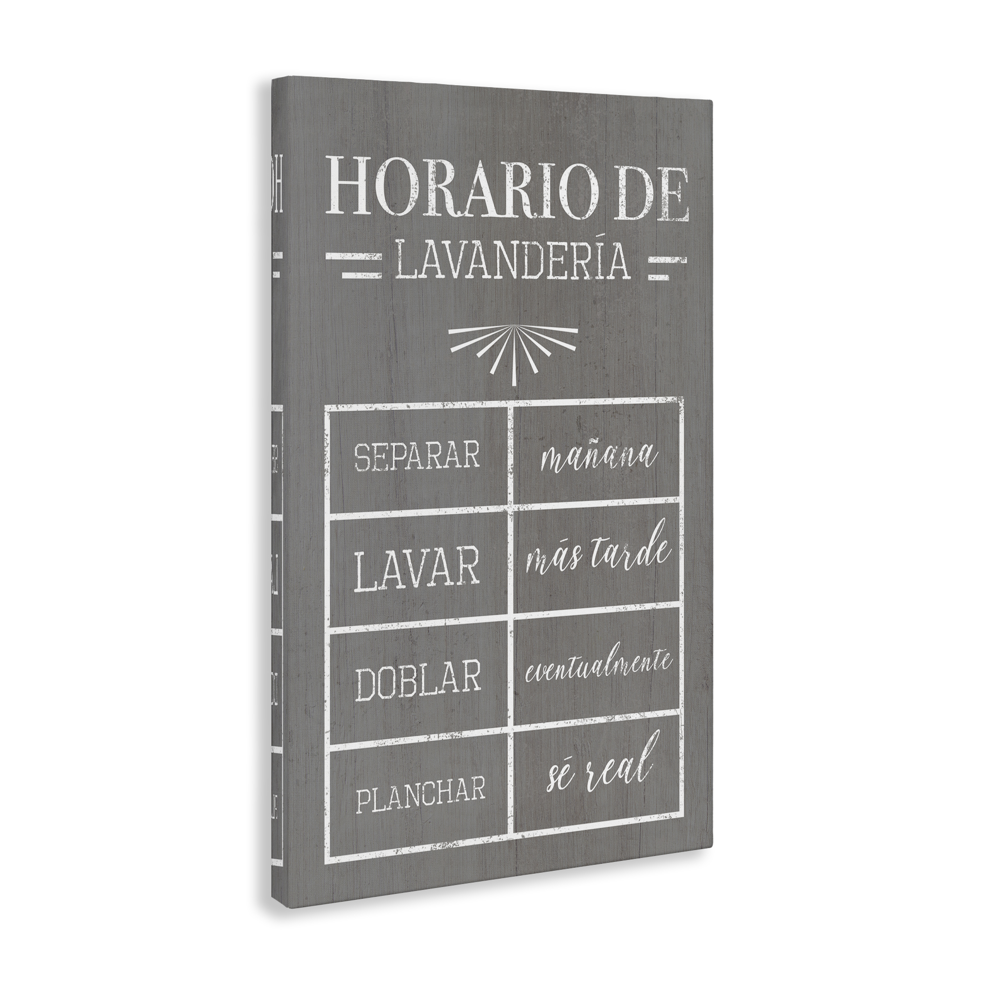 Stupell Industries Horario de Lavandería Bath & Laundry Painting Wrapped Canvas Art Print Wall Art, 24 x 36