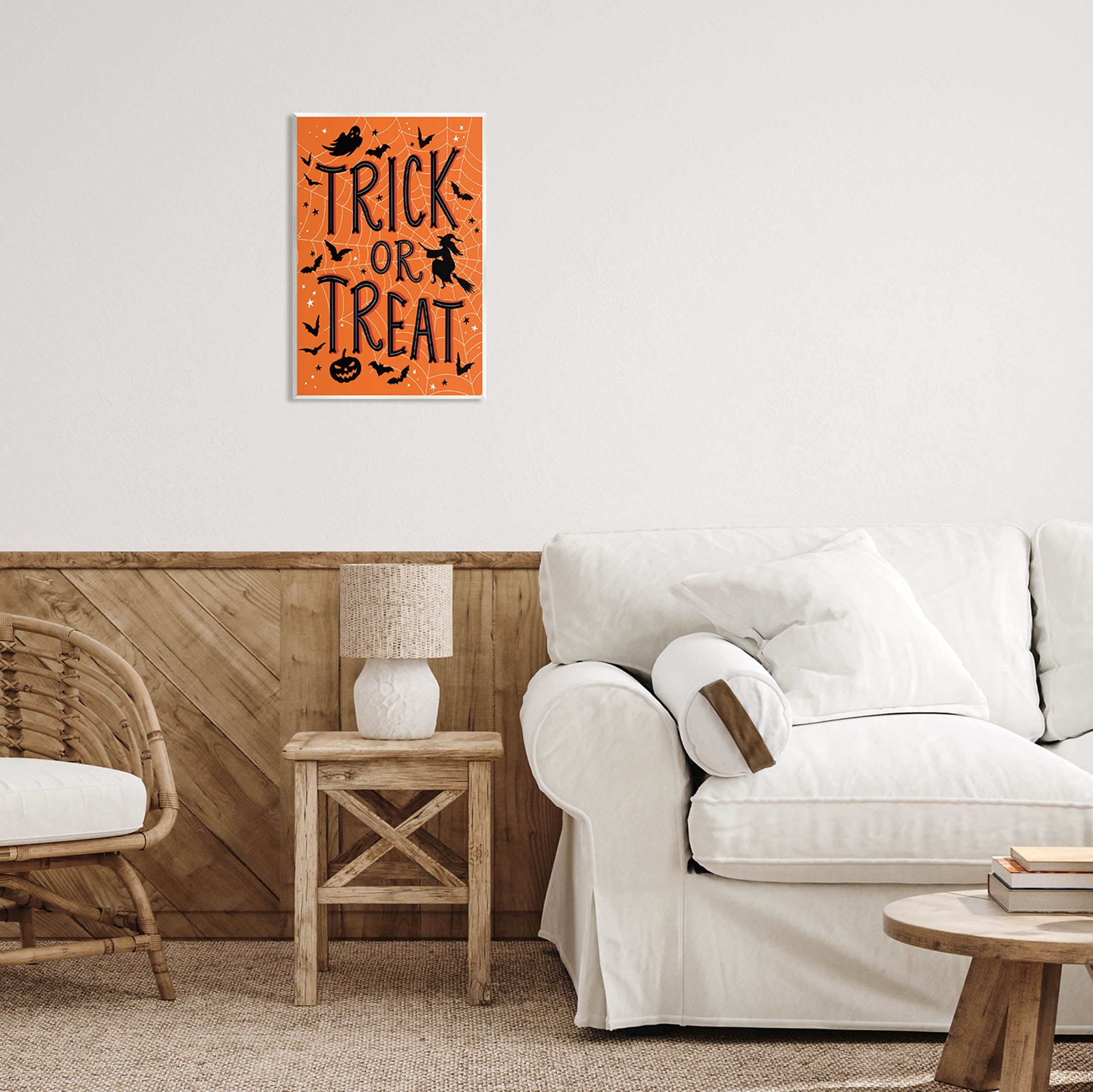 Stupell Industries Trick Or Treat Spider Web Graphic Art Unframed Art Print Wall Art, Design by Nina Seven