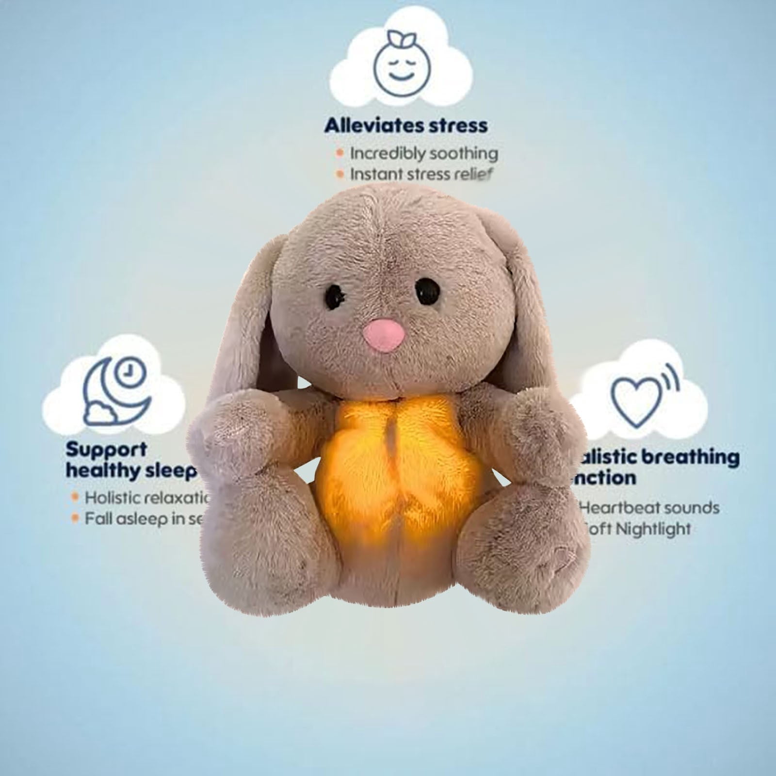 JSCDRPDWL Baby Soother Cry Activated Sensor Toys,Heartbeat Bunny for Babies,Plush Stuffed Animal for Newborn Infants Baby Toy Vibrating with Mom’s Heartbeat,Baby Shower Gifts for Girls and Boys