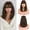 Light Brown, variant on Copper Red Shoulder Length Straight Synthetic Bob Wig with Bangs for Daily and Party Use