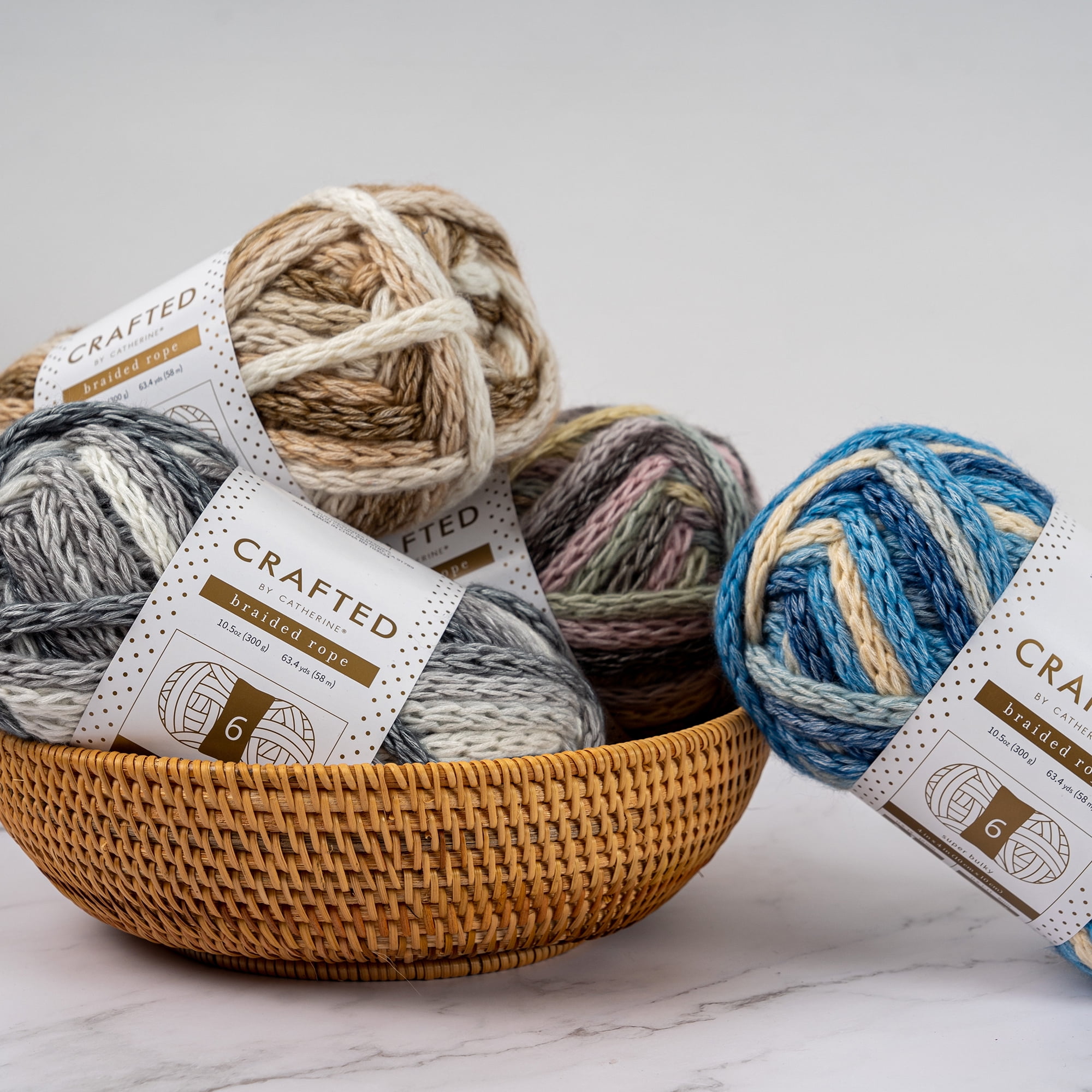 Crafted by Catherine Charcoal Braided Rope Super Bulky Yarn, 63 yards, 10.5oz/300g (2 Pack)