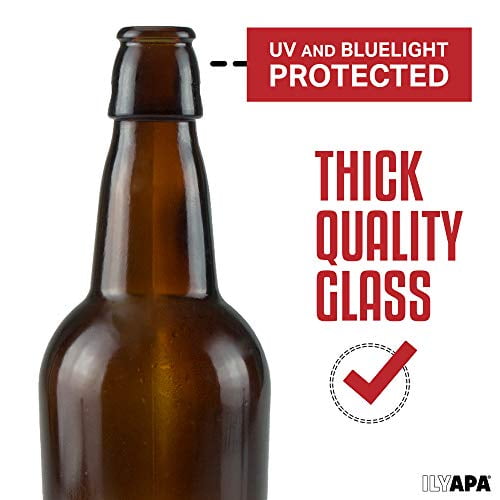16 oz Amber Glass Beer Bottles for Home Brewing 12 Pack with Flip Caps