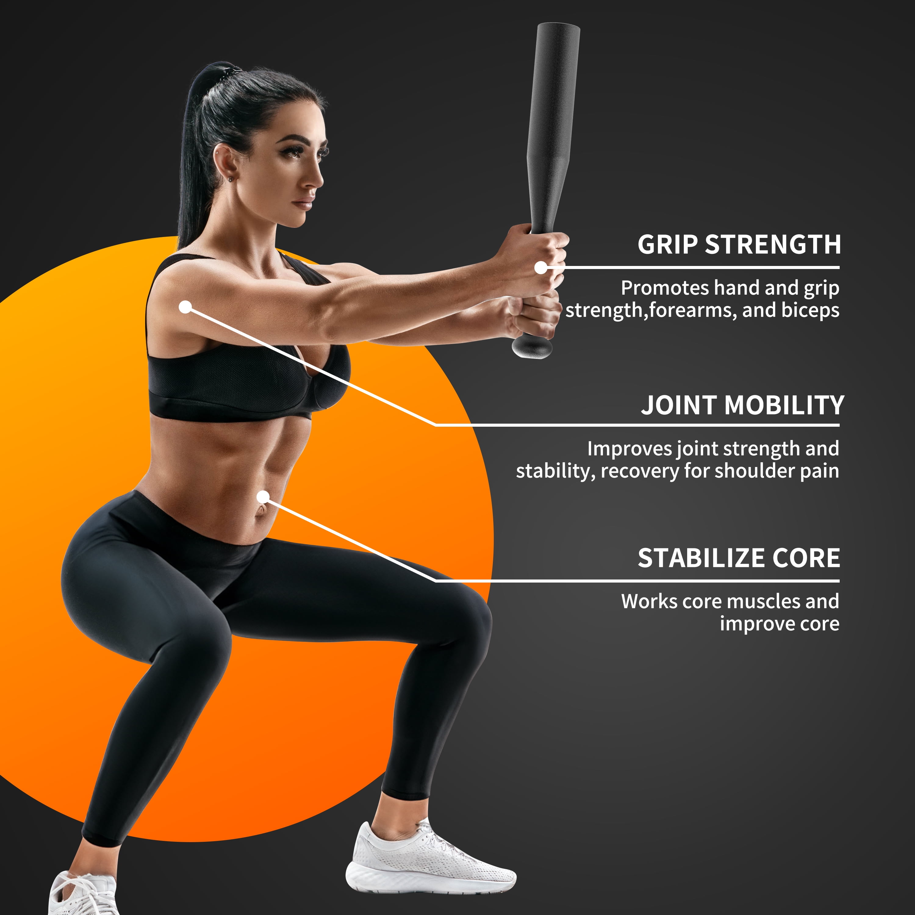 PROIRON All-Steel Indian Clubbell 25lb, Weighted Mace Exercise Club for Strength Training, Rehab and Rotational Training