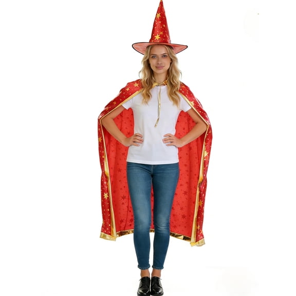 Halloween Hooded Robe Cloak, Adult Witch Style Costume Cape with Hat, Long Dress Up Cloak for Masquerade Parties, Stage Performances, Costume Events and Seasonal Gatherings