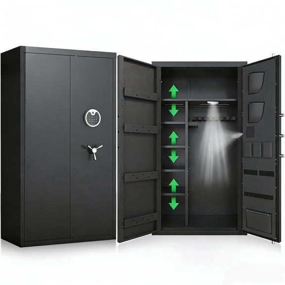 20-25 Large Heavy-Duty Gun Safe & Home Security Cabinet,Unassembled Gun Safe with Adjustable Shelf & Gun Rack, Gun Safe for Home and Shotgun, Gun Cabinet with Mute Function & Dual Alarm
