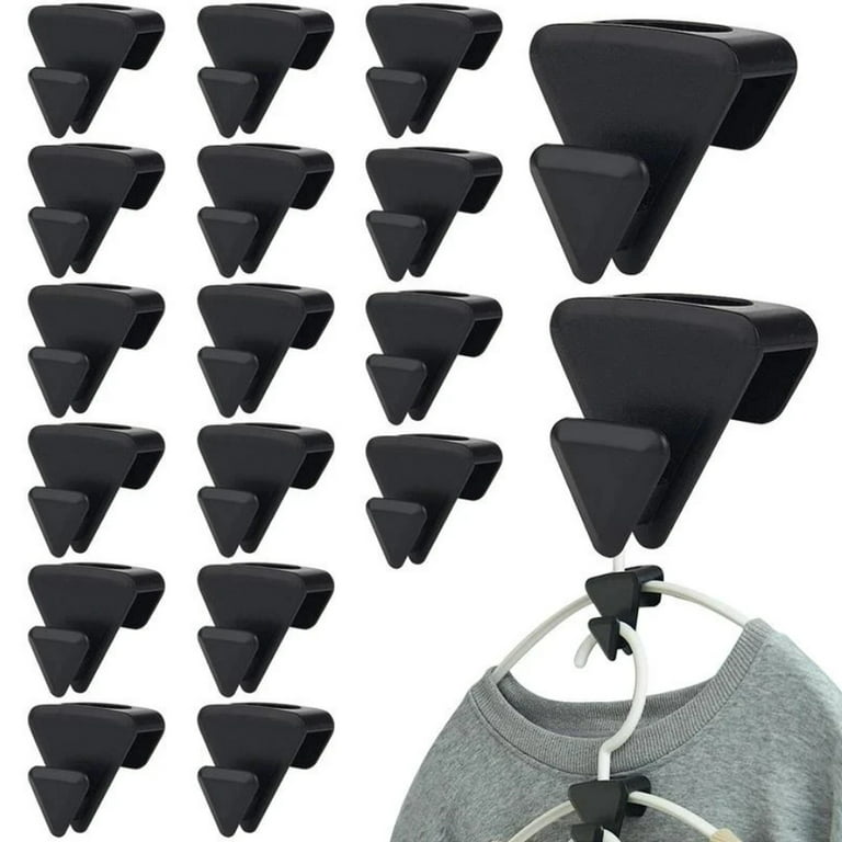 Space Saving Triangles for Hangers, Black Triangle Space Saving Hanger Hooks, Heavy Duty Cascading Clothes Hanger Connector Hooks, for Organizer