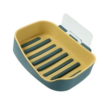 Vocoste 1 Pc Soap Dish Keep Soap Dry Drill Free Soap Holder for Home Bathroom Kitchen Plastic Yellow 13x9.2cm