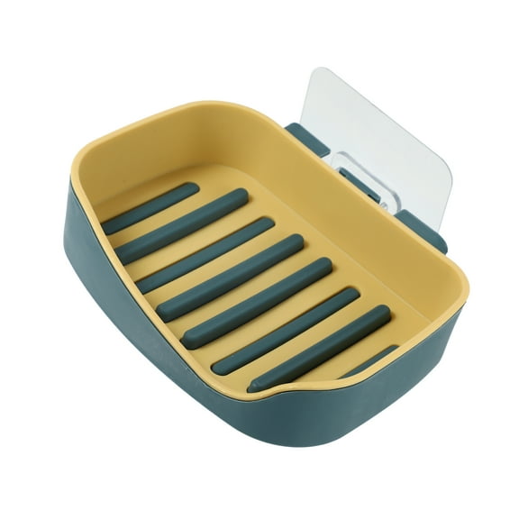 Vocoste 1 Pc Soap Dish Keep Soap Dry Drill Free Soap Holder for Home Bathroom Kitchen Plastic Yellow 13x9.2cm