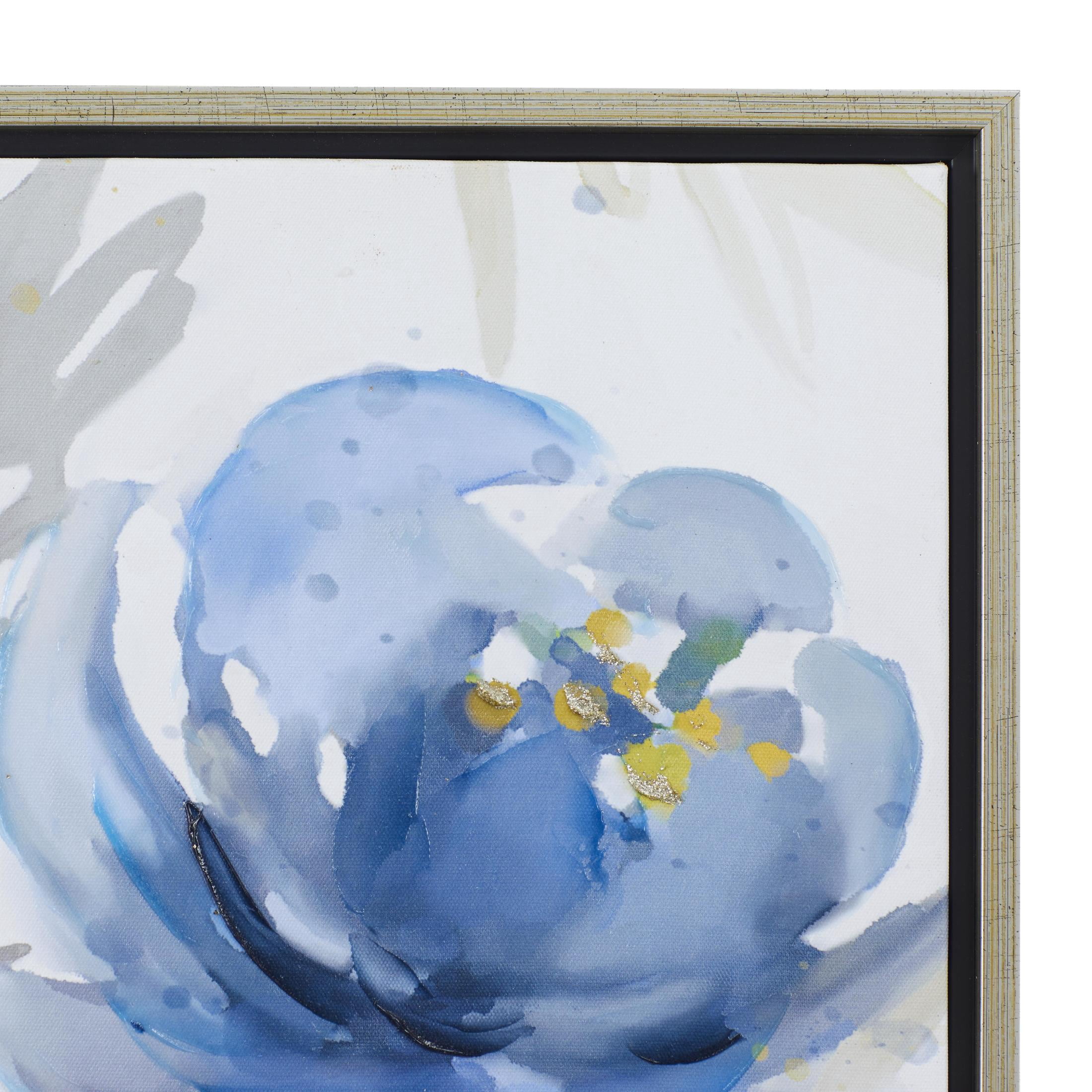 32" x 32" Floral Framed Wall Art with Silver Frame, by DecMode
