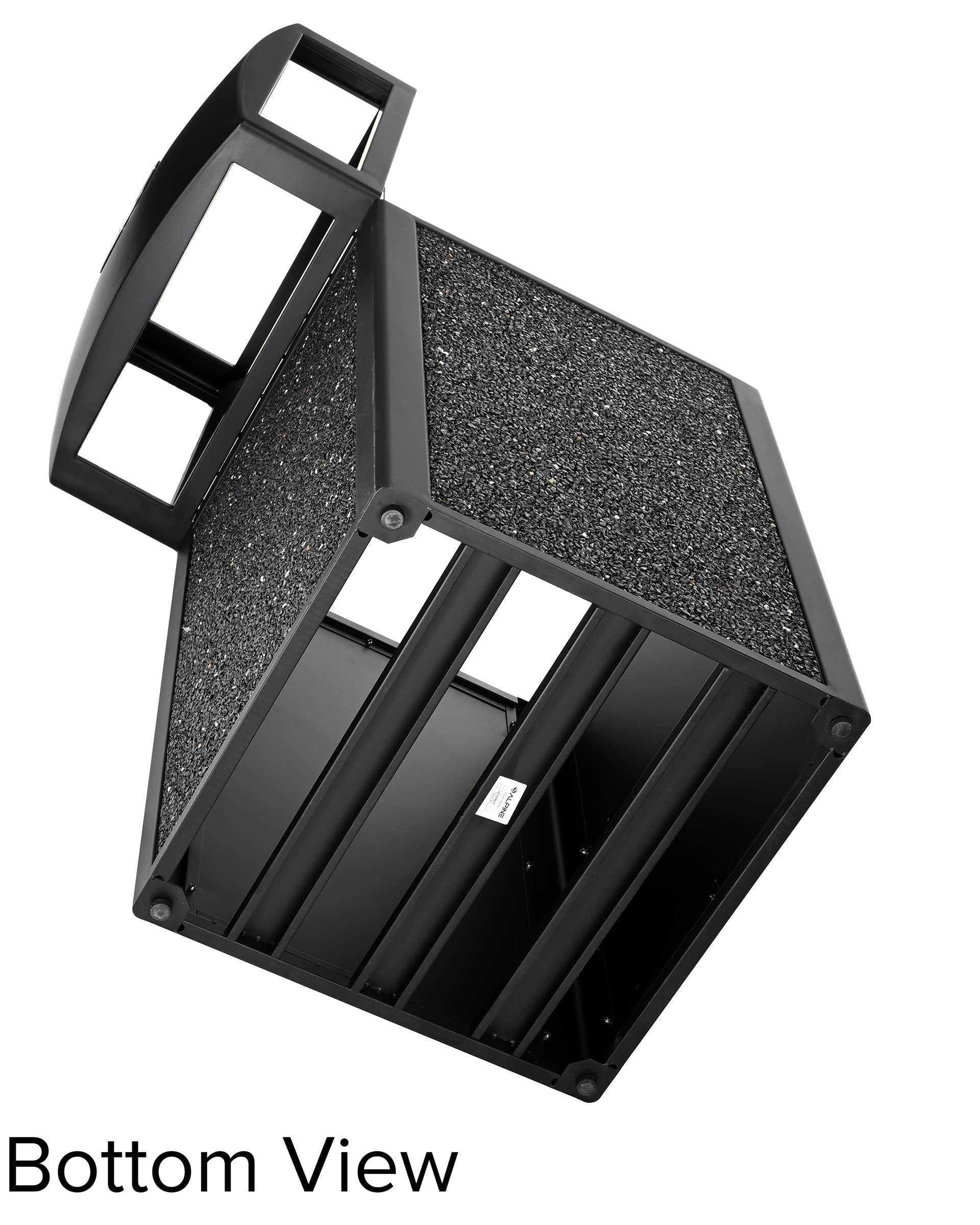 Alpine Outdoor Commercial Trash Can with Lid - 40 Gallon Heavy Duty Metal Garbage Can with Removable Bin, Locking Lid, Perfect for Patio, Pool, Deck, Mall Black, Grey Stone Panels (Tray)