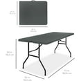 thumbnail image 2 of YEXJ 6ft Plastic Folding Table, Indoor Outdoor Heavy Duty Portable w/Handle, Lock for Picnic, Party, Camping-Dark Gray-6ft, 2 of 9