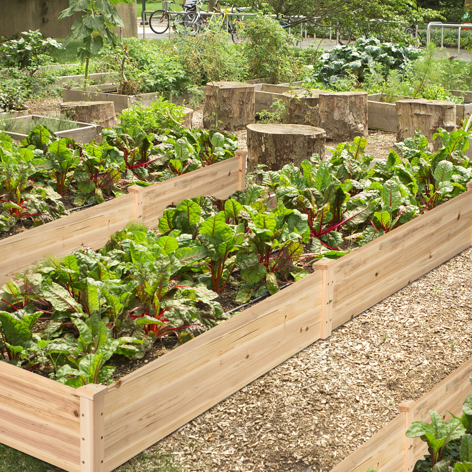 Costway Wooden Raised Garden Bed Outdoor Wood Planter Box for Vegetables Flowers Fruit