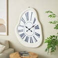 thumbnail image 2 of DecMode 23" White Wooden Abstract Wavy Wall Clock with Roman Numerals, 2 of 9