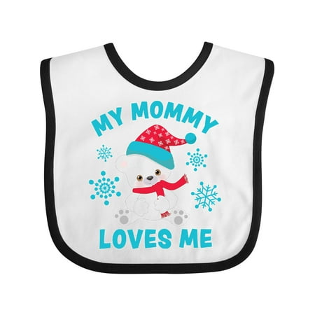 

Inktastic Polar Bear My Mommy Loves Me in Santa Hat with Snowflakes Gift Baby Boy or Baby Girl Bib