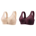 thumbnail image 1 of (2-Pack) Rinsvye Womens No Steel Ring Sports Bras for Front Close Bra T Bras for Plus Size Women Back Plus Size Seamless Sports Bra for Big Busted Women Unlined Bra for Large Wireless Bra for Women, 1 of 4