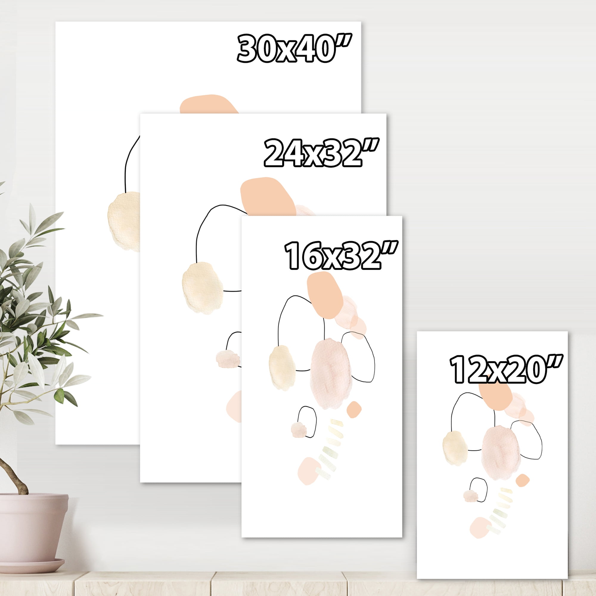 Watercolour Stains On White 16 in x 32 in Painting Canvas Art Print, by Designart