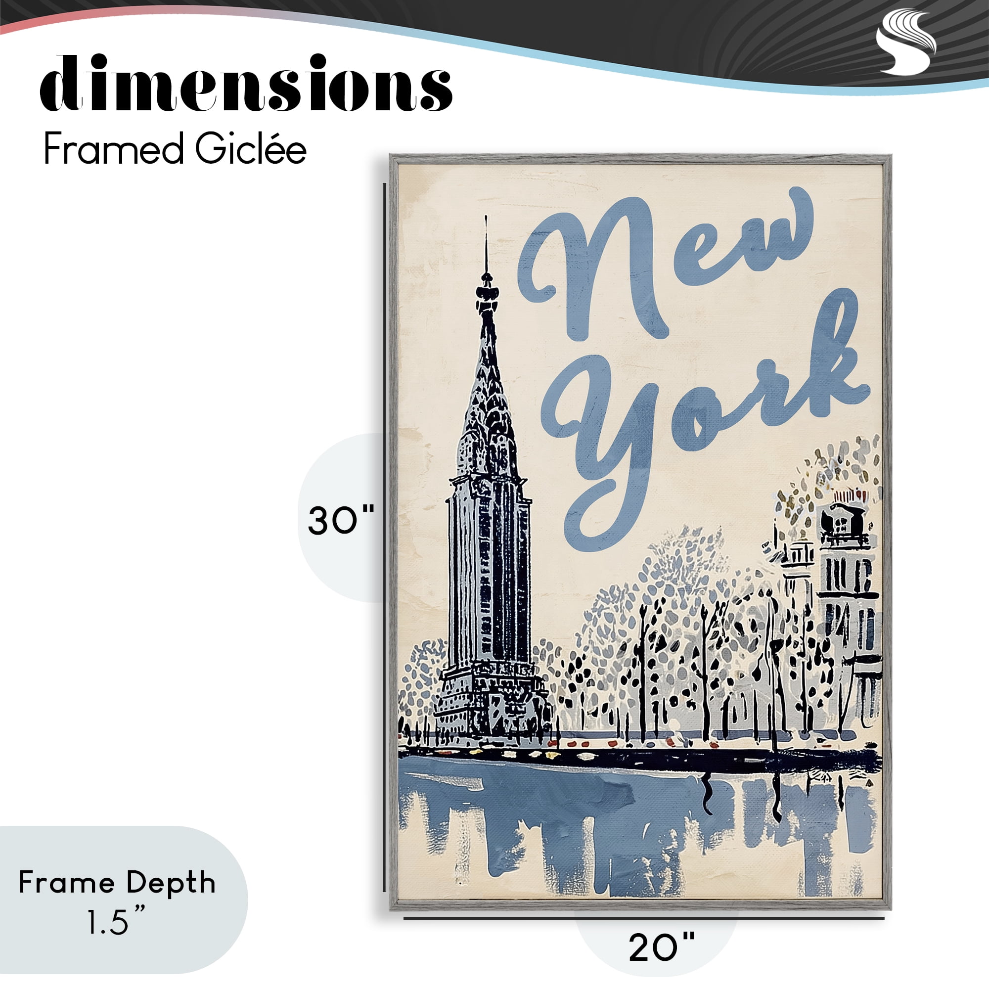 Stupell Industries Blue & Beige New York Travel Gray Framed Giclee Art, design by Annabelle Hall