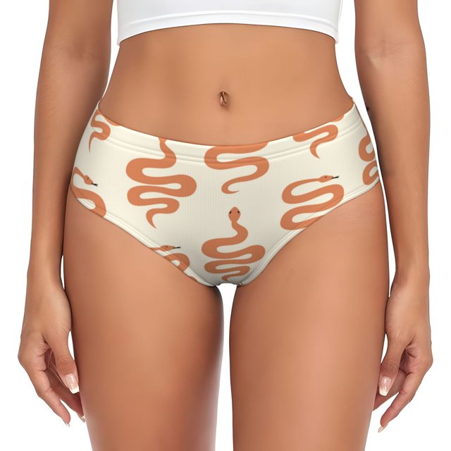 Fotbe Hand Drawn Snake Calzones Estampados para Mujer – Ropa Interior de Algodón, Cómoda, Suave y Elástica-Large