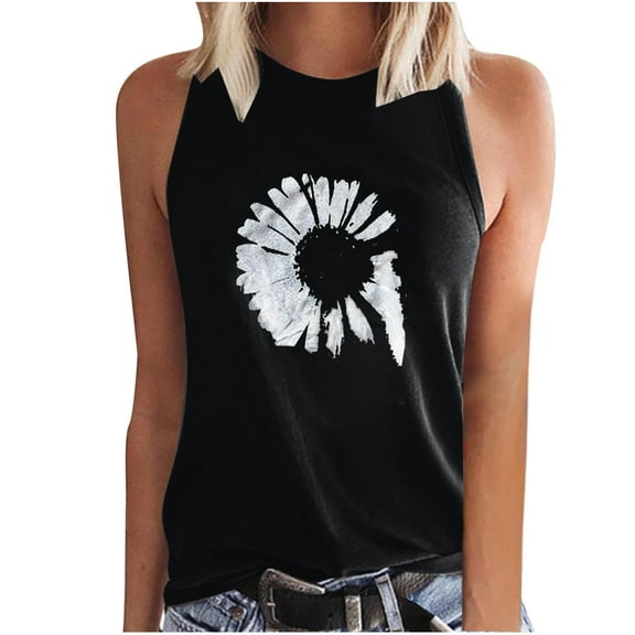 Ichuanyi Womens Tops, Summer Women's Fashion Summer O Neck Sleeveless Casual Printed Tank Tops