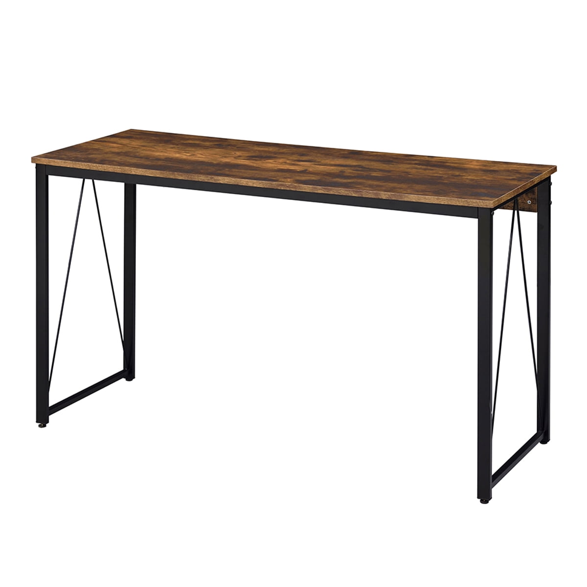 GZXS Vintage Writing Desk with Rustic Oak Wood Top and Black Metal Legs, 47 Inch Home Office Computer Table for Living Room, Bedroom