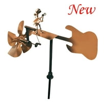 LAMIRO Handmade Metal Guitarist Windmill,Funny Guitarist Windmill Garden Decoration,Percussionist Music Figurines and Statues,Guitarist Wind Spinners Sculpture,Art Wind Spinners Weather Vane Decor
