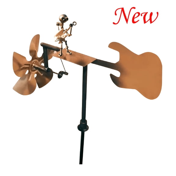 LAMIRO Handmade Metal Guitarist Windmill,Funny Guitarist Windmill Garden Decoration,Percussionist Music Figurines and Statues,Guitarist Wind Spinners Sculpture,Art Wind Spinners Weather Vane Decor