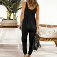 thumbnail image 4 of gakvbuo Jumpsuits For Women Summmer Dressy Wedding Fashion Women's Casual Solid Color Sleeveless Suspenders V Neck Lacing Jumpsuit, 4 of 6