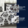 thumbnail image 6 of Chic Home Yasmeen 3-Piece Gray Duvet Set, Queen, 6 of 10