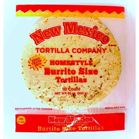 New Mexico Tortilla Company 10" Homestyle Burrito Size Flour Tortillas, 10 Count (30 oz)