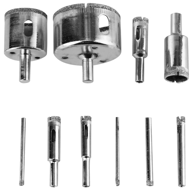 Drill Bit Set Silver 10Pcs For Glass Drilling Professionals