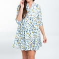 thumbnail image 3 of Elsie & Zoey Allegra Medium Watercolor V-Neck 3/4 Sleeve Tiered Baby Doll Dress for Women, 3 of 7