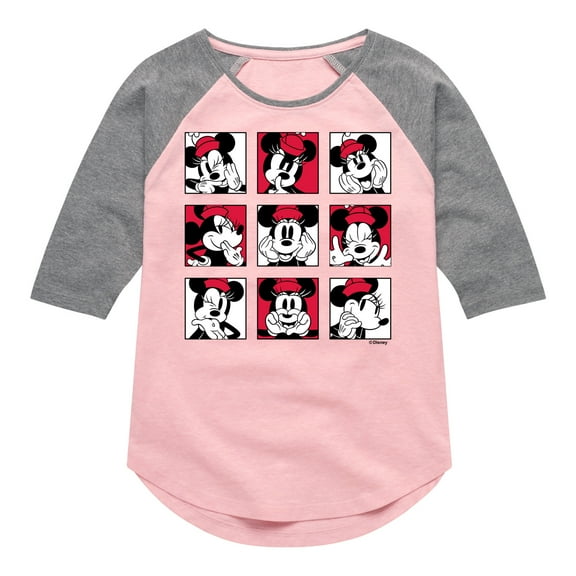 Mickey & Friends - Minnie Grid - Toddler And Youth Girls Raglan Graphic T-Shirt