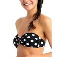 thumbnail image 2 of CALIFORNIA WAVES Women's Black Polka Dot Stretch Convertible Ring Bandeau Swimsuit Top XS, 2 of 3