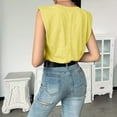thumbnail image 3 of JINMGG Tank Tops for Women under $5,Ladies Fashion Solid Sleeveless V-neck T-Shirt with Shoulder Pad Loose Vest Yellow L, 3 of 7