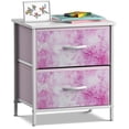 thumbnail image 2 of Sorbus Nightstand with 2 Drawers - Bedside Furniture & Accent End Table Chest for Home, Bedroom Accessories, Office, College Dorm, Steel Frame, Wood Top, Easy Pull Fabric Bins (2-Drawer, Pink), 2 of 9