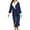 Navy, variant on Women's Fall/winter V Neck Solid Color Flannel Long Nightgown