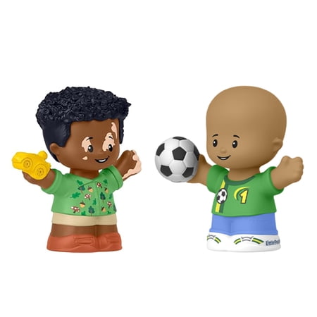 Replacement Parts for Collectible Fisher-Price Little People Family Dollhouse Playset HXH06 and JCW82 - Replacement set of African American Sibling Figures - Soccer Player and Little Brother