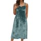thumbnail image 3 of TaTaai Womens Fashion Solid Color Elegant Velvet Spaghetti Strap Dress Gathered Bust Slim Fit Soft Comfortable Dress for Spring Summer Daily Party Wear Gift, 3 of 8