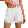 thumbnail image 6 of TrendOFT Anti-Chafe Shorts for Women Outerwear Thin Satin Lace Home Lounge Sleep Shorts White L, 6 of 7