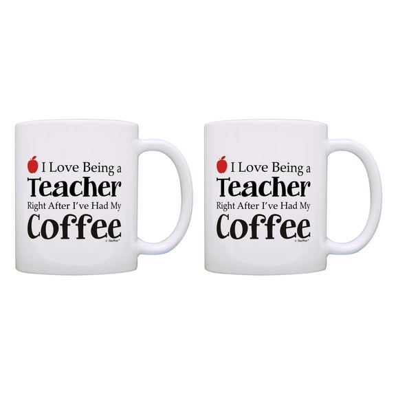 ThisWear Coffee Lovers Gift Love Being Teacher Right After Coffee 11 ounce 2 Pack Coffee Mugs