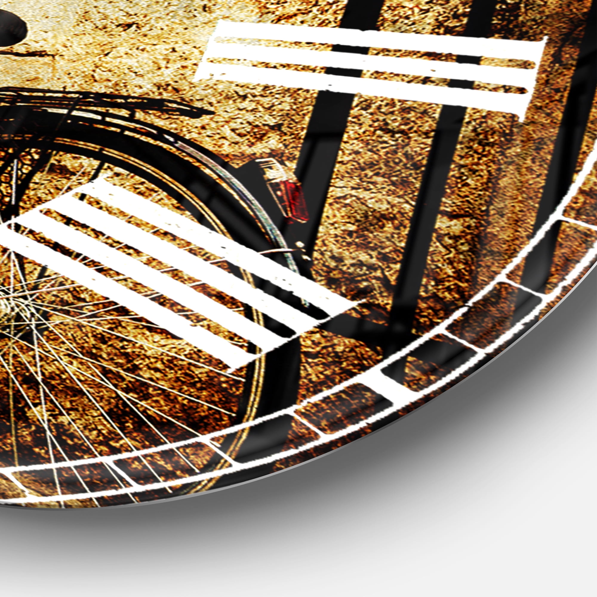 Bicycle with Shopping Bag' Landscape Photo Oversized Metal Clock