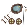 thumbnail image 3 of 1 Set Outdoor Garden Statue Sculptures Decoration Miniature Fairy Door And Windows With Lantern Garden Ornament Accessories Kit Yard Trees Hugger, 3 of 3