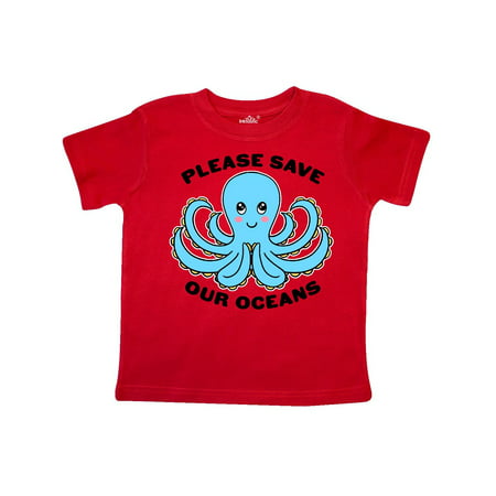 

Inktastic Please Save our Oceans with Praying Cute Octopus Gift Toddler Boy or Toddler Girl T-Shirt