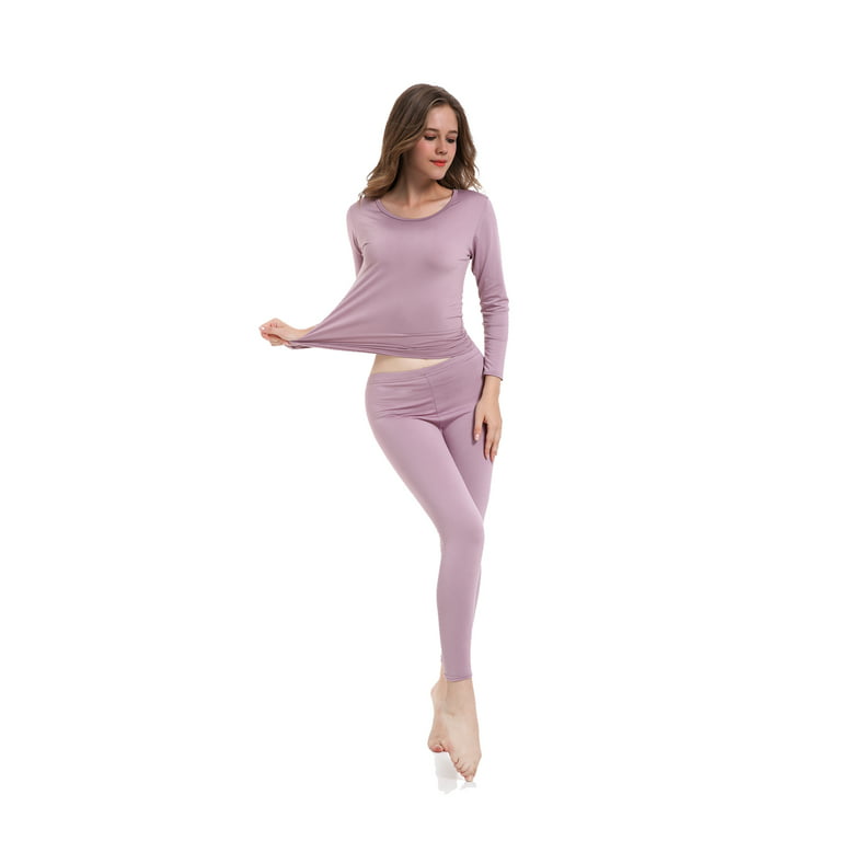TAW Womens 2-Piece Ultra Soft Thermal Underwear Set Fleece Lined Shirt and  Long John 