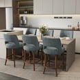thumbnail image 4 of Blue Upholstered Counter Height Bar Stool with Solid Wood legs Set of 6, 4 of 6