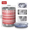 thumbnail image 3 of 12oz Tumblers Red and White Christmas Pattern Vacuum Insulated Stainless Steel Travel Tumbler Cups Mug with Lid and Straw for Beer,Coffee,Beverages with Cleaning Brush for Cold & Hot Drinks, 3 of 5